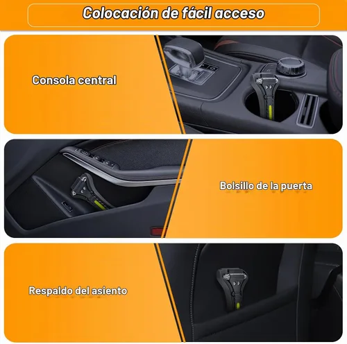Vista 6 de THINKWORK 2 piezas 2 en 1 rompeventanas de coche con martillo de vidrio de Nuevo 2-negro