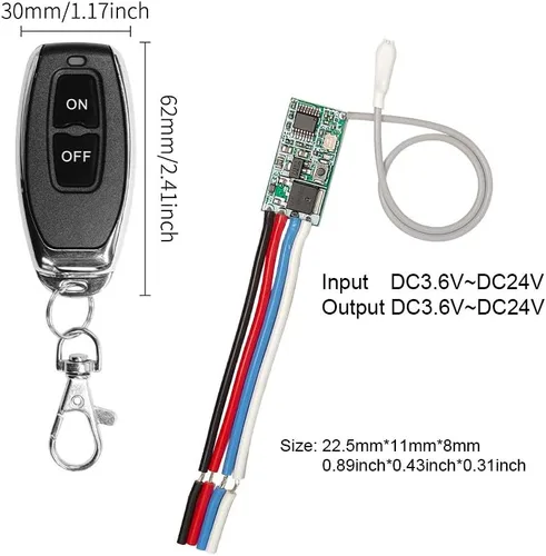 Vista 2 de QIACHIP Interruptor de Control Remoto RF Inalámbrico Universal de 433MHz DC 6V 12V 24V 1CH Canal Relé Interruptores de Control Remoto RF Inalámbrico