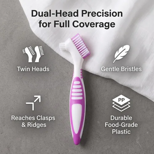 Vista 3 de Cepillo de limpieza de dientes falsos, cepillo de dientes portátil de doble cara para cepillos, juego de múltiples capas, cepillos de dientes