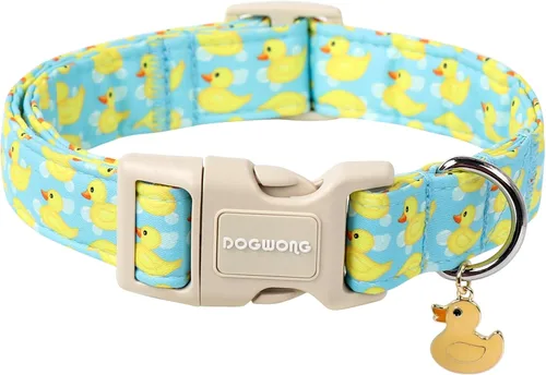 Vista 53 de DOGWONG Collar de Algodón para Perro, Collar para Perro de Cuadros Azules Resistente, Collar Suave y Duradero para Perro Macho, Lindo Collar de A