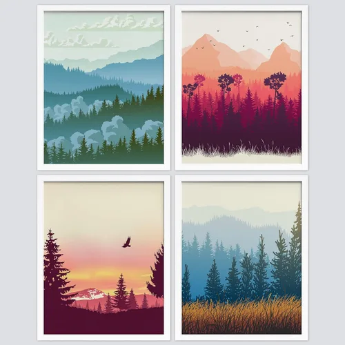 Vista 69 de SIGNWIN Marco de arte de pared de jirafa de safari africano, juego de 4 impresiones coloridas de paisaje, decoración de pared de naturaleza