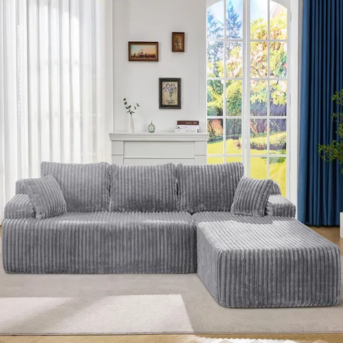Vista 63 de Hobestluk - Sofá modular sin hueso, sofá seccional en forma de L 96" Right Facing Chaise Black,Memory Foam,Removable Cover,Non-slip Bottom,No