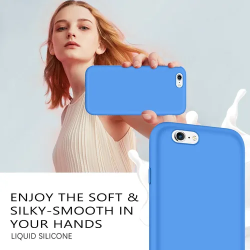 Vista 6 de GUAGUA Funda compatible con iPhone 6s, iPhone 6, silicona líquida, gel suave, goma delgada, ligera, forro de microfibra, con textura, a prueba