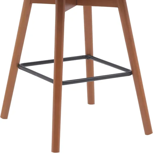 Vista 8 de Armen Living Sicily Modern Farmhouse Taburete giratorio de madera de nogal de 26 pulgadas de altura para encimera de isla de cocina, en piel Crema
