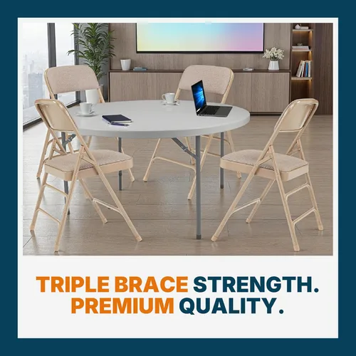 Vista 6 de OEF Furnishings Serie OEF2300 - Sillas plegables de doble bisagra con triple apoyo, tapizado de tela de alta calidad y servicio pesado