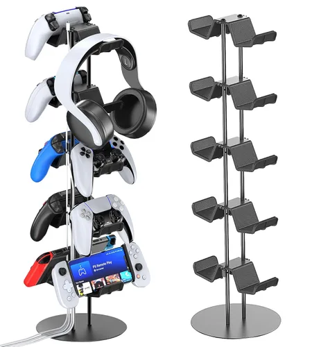 Vista 11 de Kytok Soporte de controlador de 4 niveles con organizador de cables para escritorio, soporte universal para auriculares compatible con consola Xbox