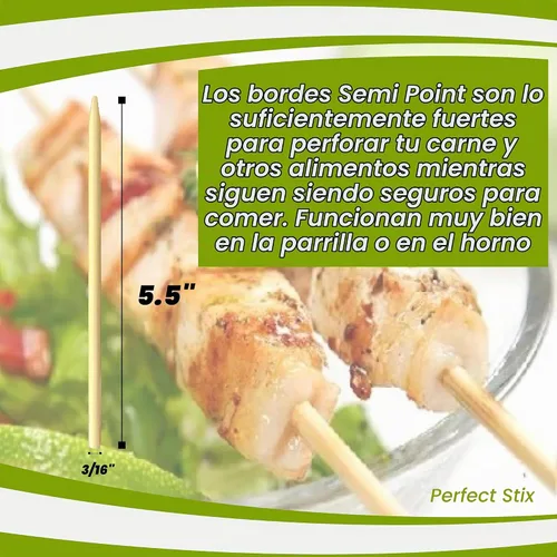 Vista 2 de Perfect Stix - WRS55SP-100 Brocheta de madera para manzana de caramelo - 5-1/2 pulgadas x 3/16 pulgadas, semipuntiaguda (paquete de 100 unidades)