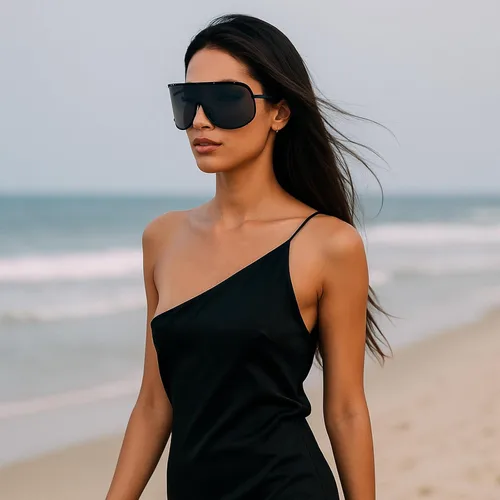 Vista 4 de Gafas de sol cuadradas de una pieza de gran tamaño para mujer, gafas de sol de lujo de moda punk, gafas al aire libre para mujer C5
