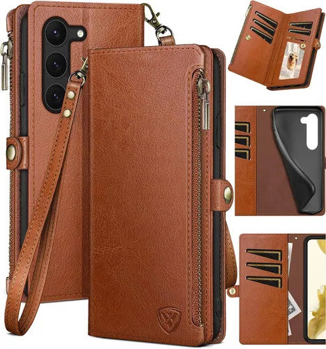 Vista 11 de XcaseBar Funda tipo cartera para Samsung Galaxy S23 Plus con cremallera 【Bloqueo RFID】 Titular de la tarjeta de crédito, Libro de folio con tapa