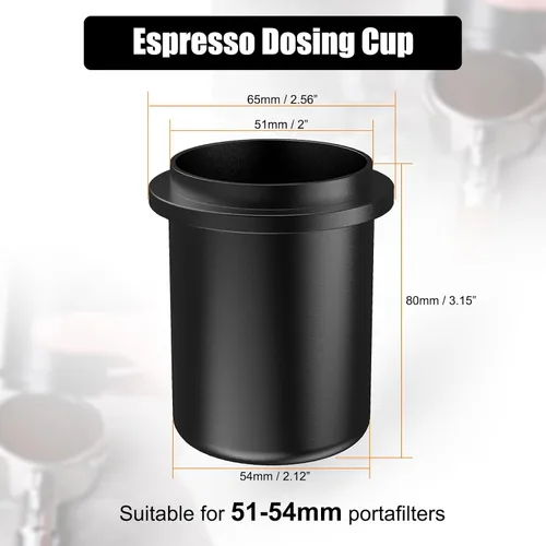 Vista 2 de IKAPE Taza dosificadora de espresso de 2.008 in y 2.126 in, compatible con todos los portafiltros de 2.008 in a 2.126 in, accesorio de café expreso