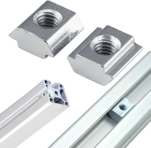 Vista 5 de Juego de conectores de perfil de aluminio de la serie 2020, 4 soportes de esquina, 8 tuercas M5 x 0.315 in, 8 tornillos de rosca de tapa hexagonal