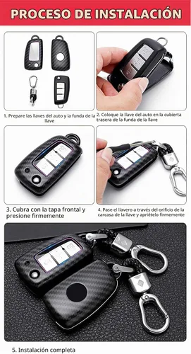 Vista 8 de ontto Funda para Llave de Automóvil Flip con Botón de Nissan, Carcasa de Llave de ABS para Rogue Rogue Select Negro carbón