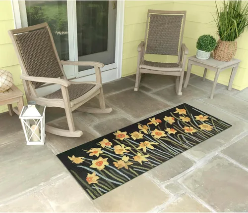 Vista 37 de Liora Manne Mum Aqua - Alfombra para interior/exterior, 3 pies, redonda