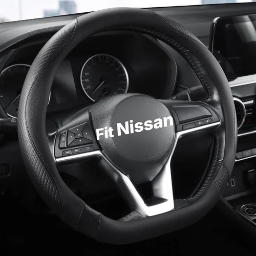 Vista 12 de West Llama Funda para volante de automóvil de fondo plano para Nissan, cubierta de volante en forma de D para Rogue, Altima, Kicks negro