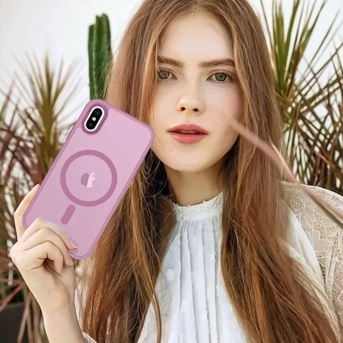 Vista 930 de Anuck - Funda magnética para iPhone 11 compatible con MagSafe, carcasa trasera mate translúcida dura, borde de TPU, delgada, resistente a impactos
