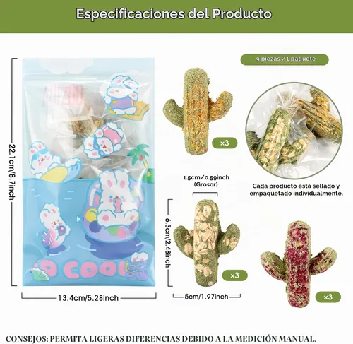 Vista 8 de Abizoo Juguetes masticables de conejo, paquete de 9 bocadillos naturales