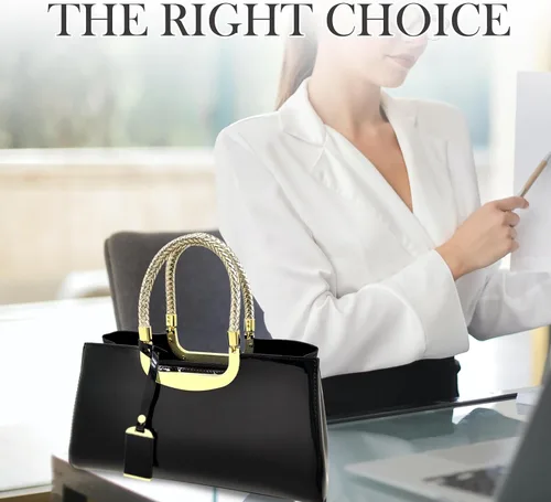Vista 7 de Bolso de hombro estructurado de piel sintética brillante para mujer, para fiesta de noche, bolso de boda, bolso retro