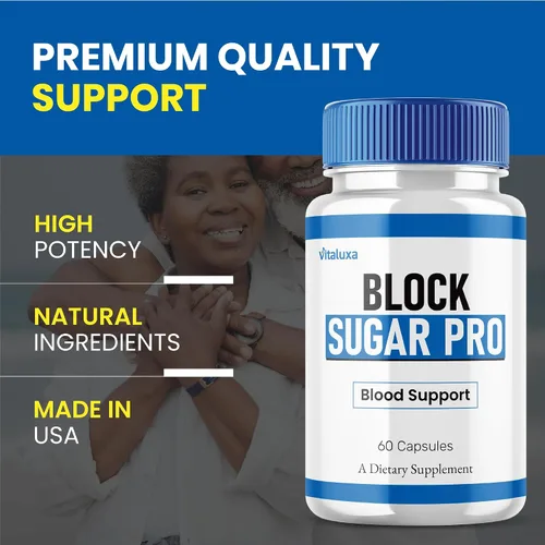 Vista 2 de Paquete de 2 cápsulas Block Sugar Pro, suplemento BlockSugar Fórmula avanzada en sangre máxima fuerza, BlockSugarPro Black Pills Premium Support