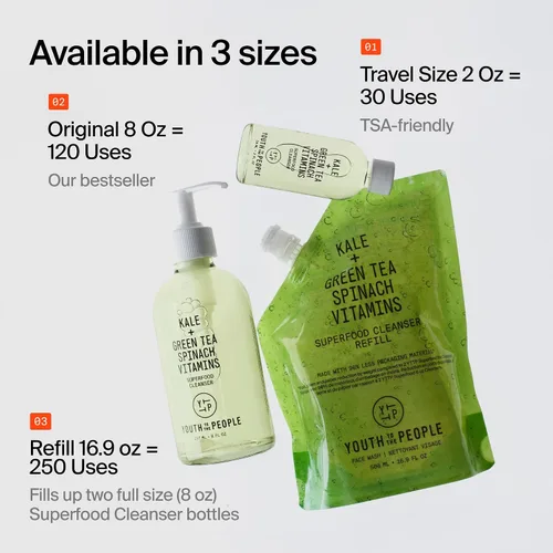 Vista 10 de Youth To The People Limpiador facial Superfood - Lavado facial diario de Kale + té verde, removedor de maquillaje suave, con antioxidantes calmantes