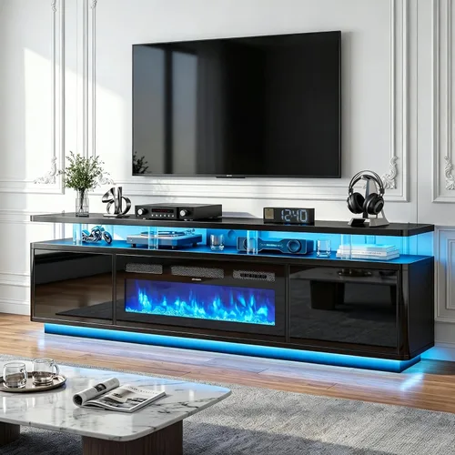 Vista 17 de Soporte de TV de 70 pulgadas para sala de estar, centro de entretenimiento moderno y consola multimedia, se adapta a televisores de hasta 80 Todo
