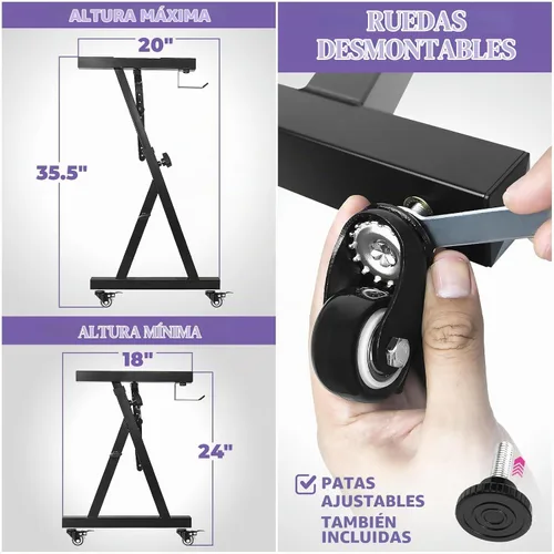 Vista 3 de Liquid Stands - Soporte para teclado con ruedas – Estilo Z ajustable y portátil, profesional, soporte resistente para piano digital en negro – Para