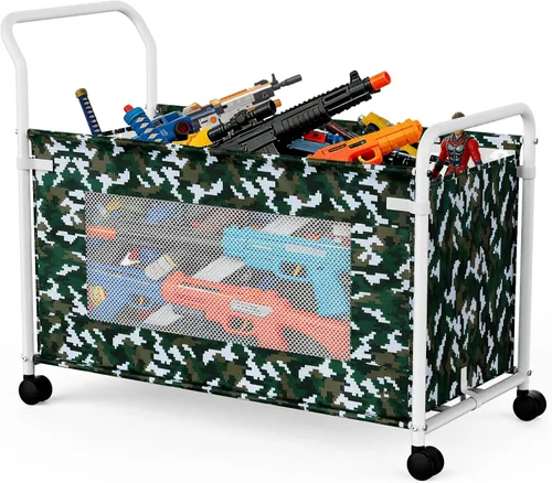 Vista 10 de KEEGH Caja de juguetes extragrande para niños con ruedas giratorias de 360°, baúl de juguetes resistente para niños y niñas, organizador