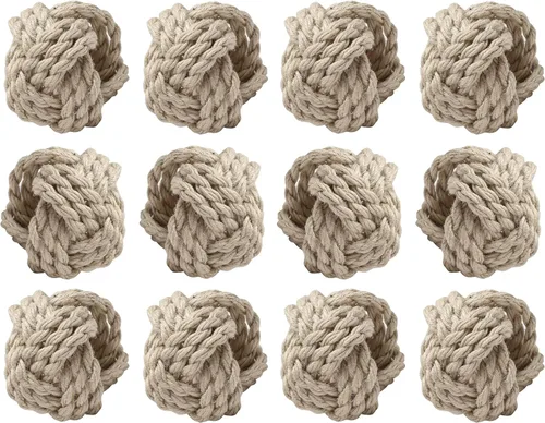 Vista 11 de Juego de 12 servilleteros bohemios elegantes, de rayón tejido a mano, color beige, resistente al desgaste, decoración de mesa para bodas, Navidad