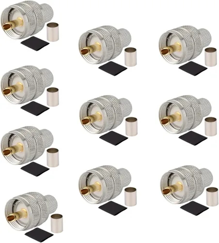Vista 7 de Paquete de 5 conectores de crimpado macho UHF PL-259 PL259 para RG58/U LMR195 (UHF macho crimpado RG58)