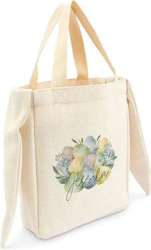 Vista 6 de Weddingstar Bolso de asas personalizable de la cesta de Pascua de la tela de la lona con las orejas, Bunny Rabbit