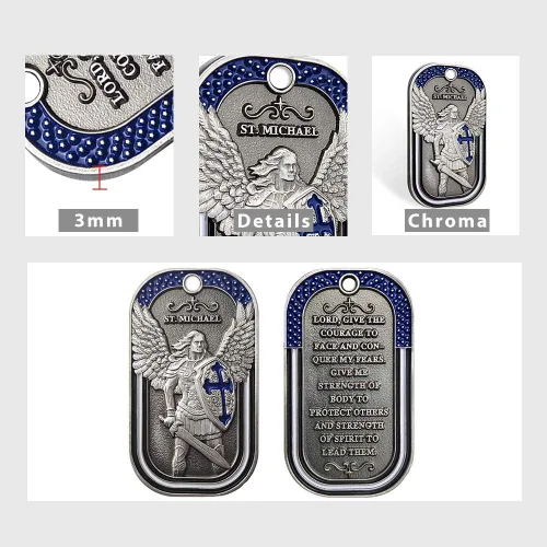 Vista 4 de Collar con dije de collar con dije de placa de perro de San Miguel el Arcángel