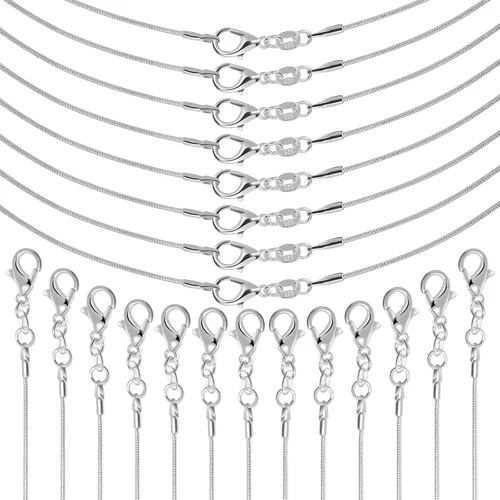 Vista 9 de Cadenas de Collar Paxcoo de 30 Piezas - Cadenas de Serpiente Chapadas en Plata para Hacer Joyería, 1.2 mm (22 Pulgadas)