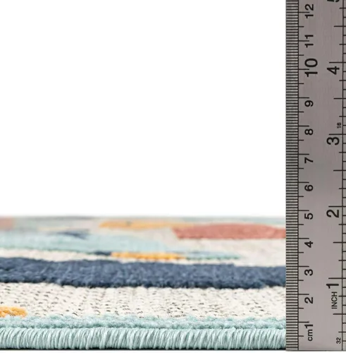 Vista 4 de Unique Loom Belize Outdoor Collection - Alfombra de área Moho (2 pies x 3 pies 1 pulgada, rectangular, blanco/azul marino)