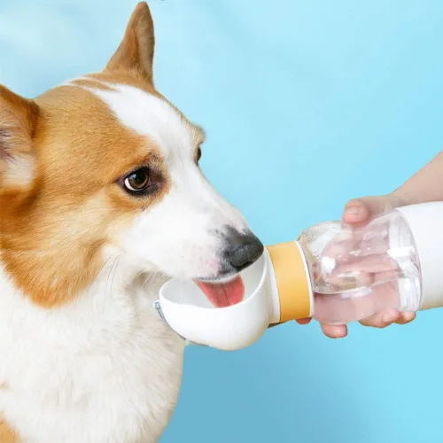 Vista 3 de Dispensador de agua portátil para mascotas, botella de agua para gatos y gatos, 1 unidad (350 + 6.8 fl oz, verde)