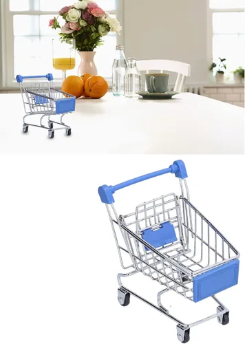 Vista 4 de Dpofirs Mini carrito de supermercado, carrito de compras, carrito de supermercado, mini carrito de compras, mini juguete de almacenamiento