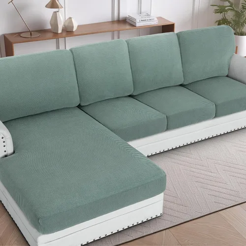 Vista 43 de H.Versailtex - Funda de sofá seccional de 1 pieza, funda deslizante para chaise con forma de L, funda de cojín separada para sofá seccional tanto