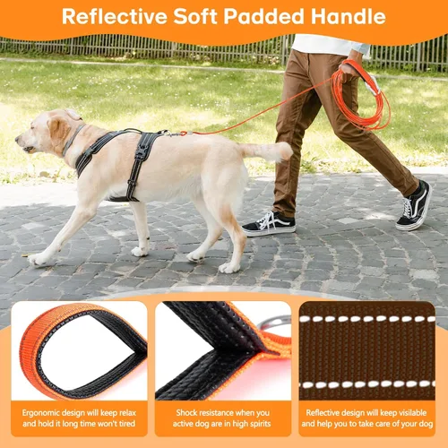 Vista 6 de Correa de cable resistente para perros grandes Reflective Dog Leads for Yard 10/15/20/30/50Ft Outdoor Dog Runner Tether Chain for Outside Camping