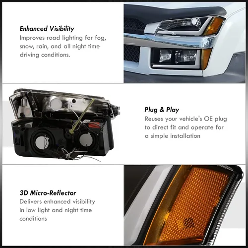 Vista 5 de AJP Distributors Conjunto de Faros Delanteros LED DRL Tube Bar para Conducción + Conjunto de Lámparas de Señal de Parachoques Par