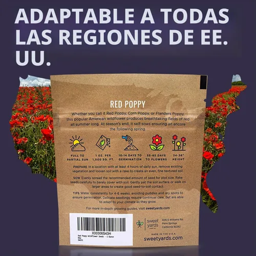Vista 7 de Semillas de amapola roja - Paquete grande de 1 onza - Más de 200,000 semillas de flores