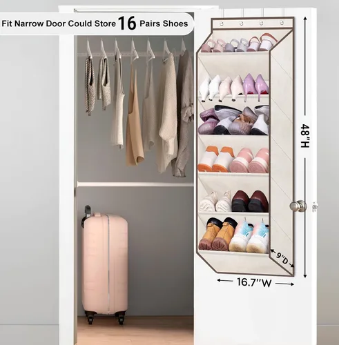 Vista 2 de SLEEPING LAMB Zapatero para puerta, organizador de zapatos para puerta de niños para colgar en el armario, almacenamiento estrecho para zapatos