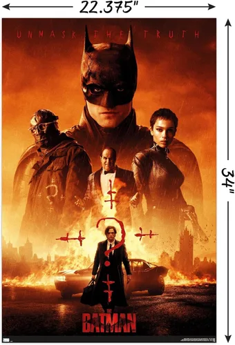 Vista 3 de Trends International DC Comics Movie The Batman - Póster de pared de una hoja, 22.375 x 34 pulgadas, versión sin marco