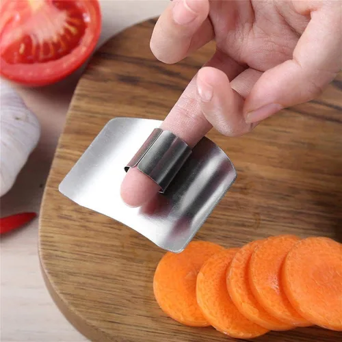 Vista 3 de Jupswan Protectores de dedos para cortar cuchillos de acero inoxidable, protector de corte, herramienta de cocina, cuchillo de chef, protector