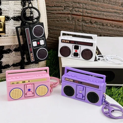 Vista 3 de Mini llavero grabador de cinta acrílica de los años 90, llavero de cinta retro para parejas, regalo para parejas, radio y televisión, llave