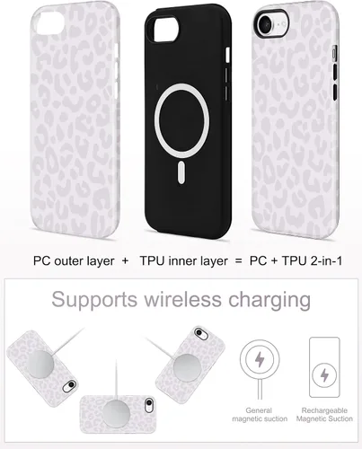 Vista 667 de Jusy Funda compatible con MagSafe con estampado de caparazón de tortuga marrón para iPhone 7/8/SE, cubierta protectora de TPU suave magnética