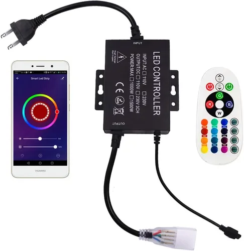 Vista 9 de Tira de luces LED, WiFi 110-130V RGB regulable, impermeable, 5050 60 LED/m, con controlador de 1500 W, compatible con Alexa, Google Home, iOS