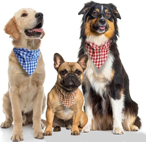 Vista 3 de Bandanas de algodón para perros, paquete de 4, tela transpirable de primera calidad para perros medianos a grandes, cachorros, mascotas Bufanda