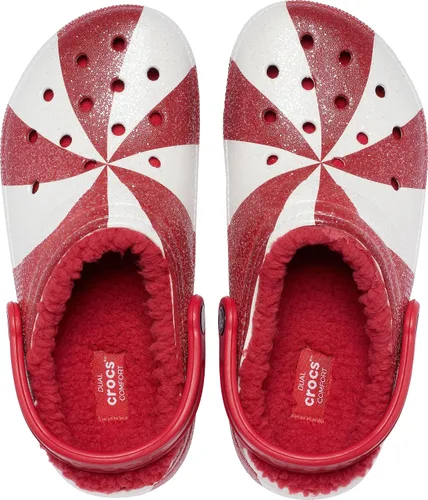 Vista 4 de Crocs Women's Classic Holiday Lined Fuzzy Clogs Blanco/Rojo
