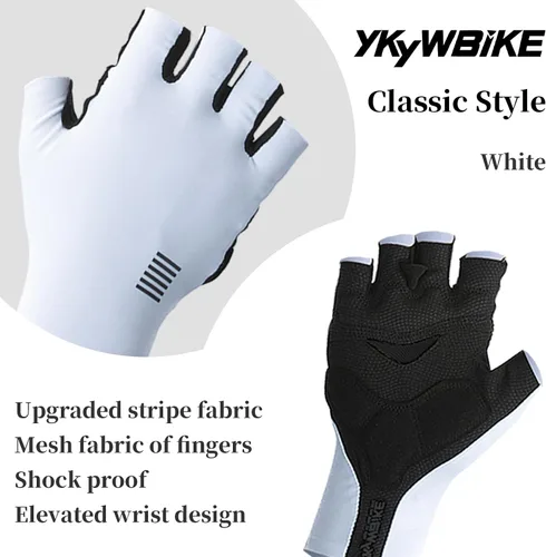 Vista 2 de YKYWBIKE Guantes de ciclismo transpirables, guantes deportivos acolchados de medio dedo, guantes de ciclismo antideslizantes, guantes de bicicleta