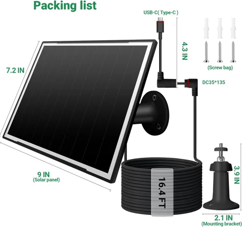 Vista 8 de Paquete de 2 paneles solares para Ring Camera/cámaras Wyze, cargador solar de 8 W compatible con Stick Up Cam Pro/Plus y Spotlight Cam (batería)