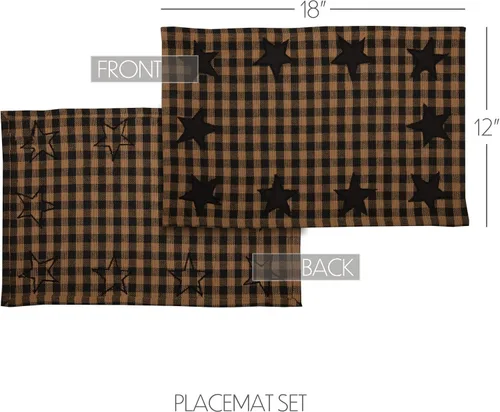 Vista 3 de VHC Brands, Black Star - Juego de 6 manteles individuales de algodón, 12x18, color negro
