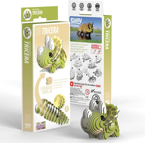 Vista 5 de EUGY Rompecabezas de papel 3D ecológico Tricera 006 [nuevo sello]